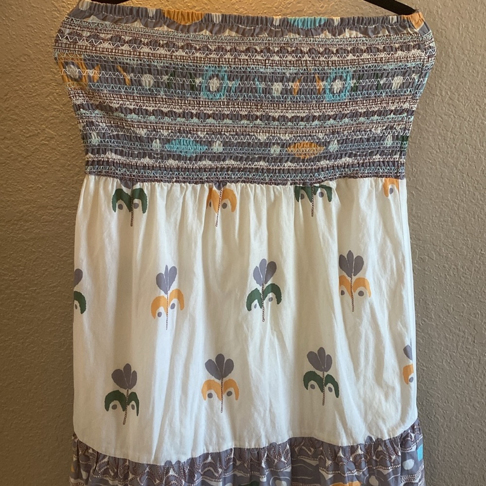 Magazine Floral Print Strapless Maxi Dress / Size Large - Picture 3 of 11